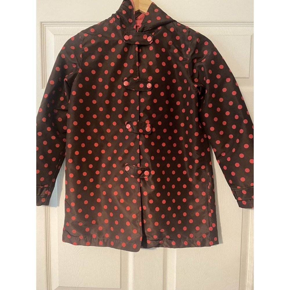 Gymboree Girls L 10-12 brown and pink polka dot jacket